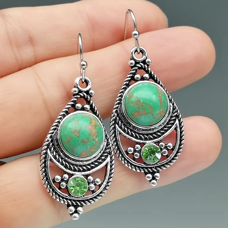 Boucles d'oreilles Mandala en Pierre Verte