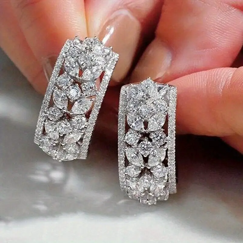 Boucles d'oreilles rectangulaires en argent scintillant