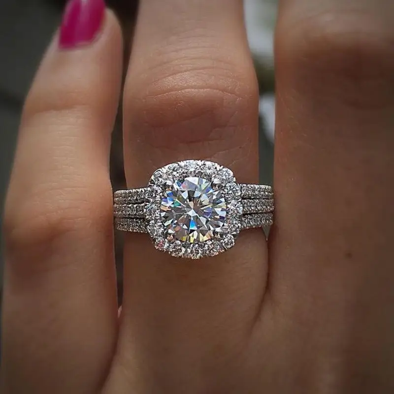 Bague Argentée Superposée Brillante