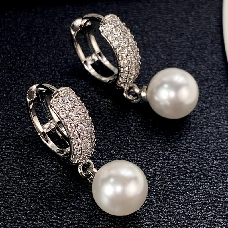 Boucles d'oreilles en argent perle éclatant