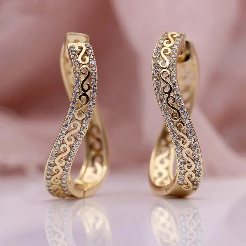 Boucles d'oreilles en forme de lierre ondulé