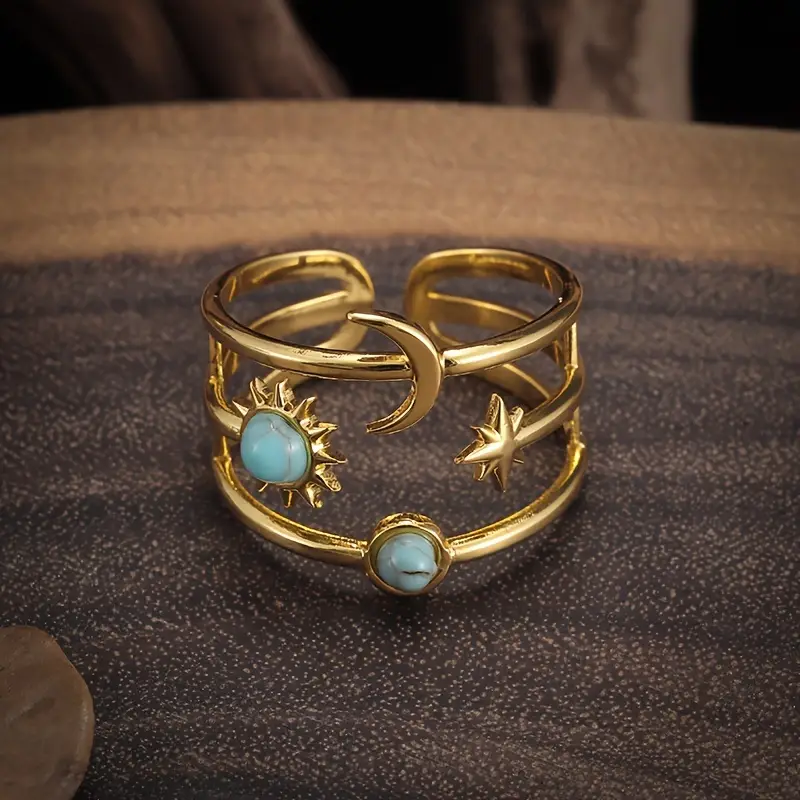 Bague Vintage Opale Cosmique Bleue