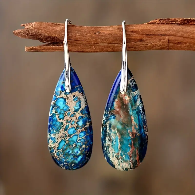 Boucles d'oreilles en pierre océan bleu