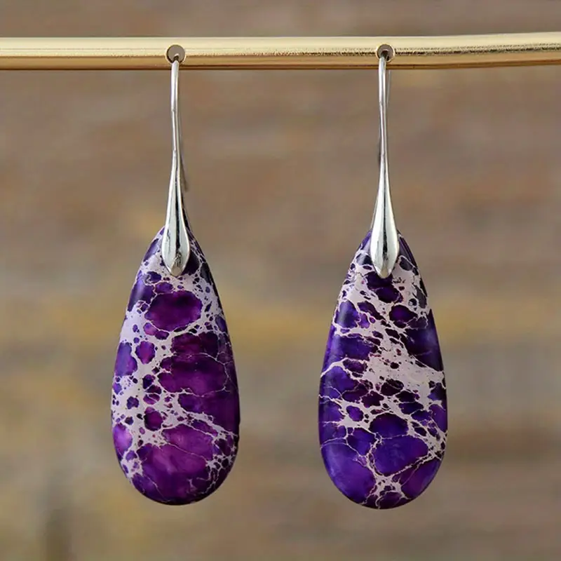 Boucles d'oreilles en pierre violette