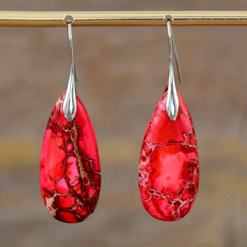 Boucles d'oreilles en pierre rouge