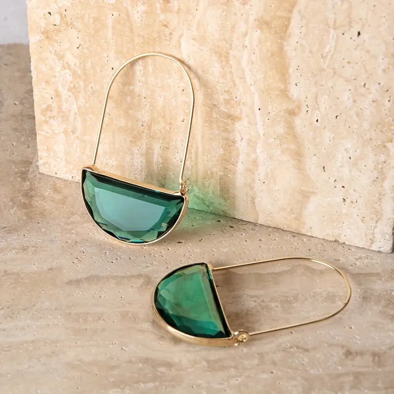 Boucles d'oreilles en verre vert