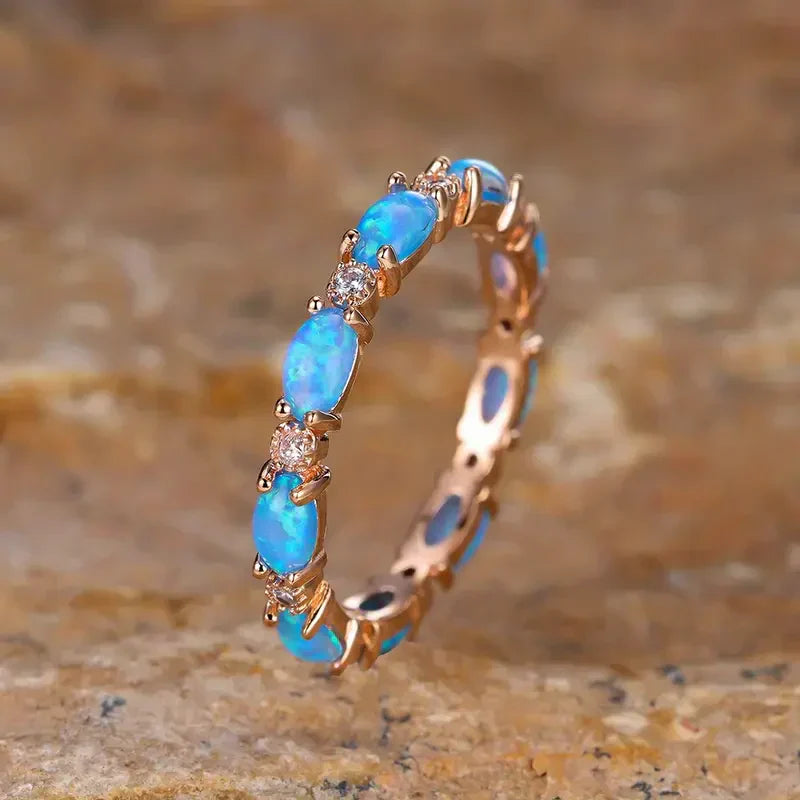 Bague en Opale Bleue Élégante | Or