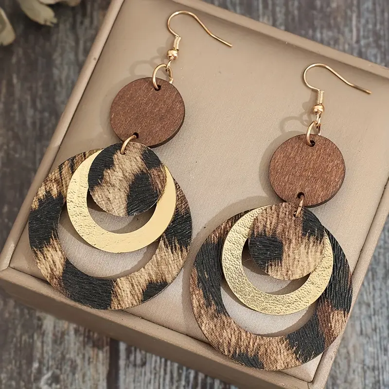 Boucles d'oreilles créoles léopard vintage