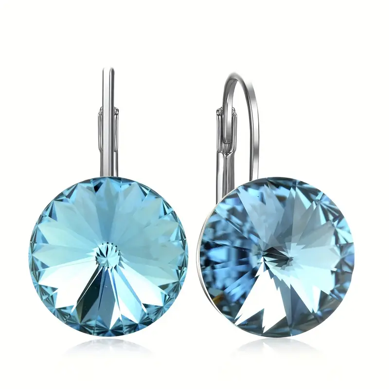Boucles d'oreilles en cristal bleu vif rond