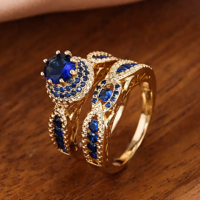 Ensemble de Bagues en Zirconia Bleu