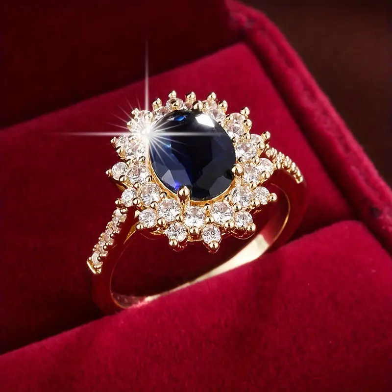 Bague en Zirconium Sombre Bleu Brillant