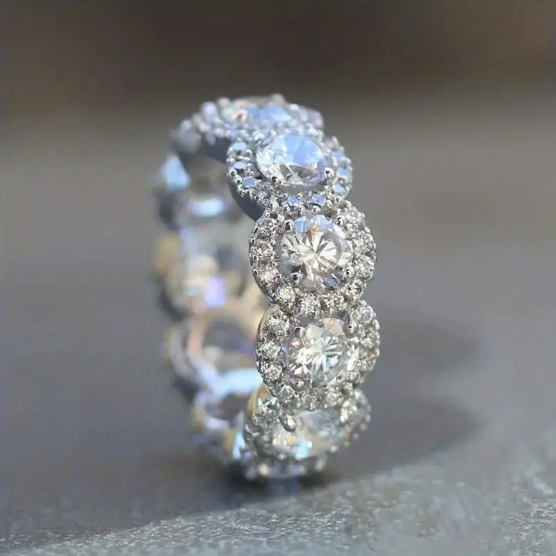 Bague en Argent Étincelant Arrondie