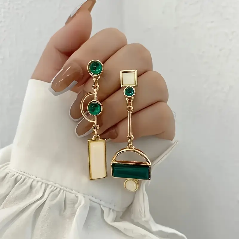 Boucles d'oreilles en cristal doré vert