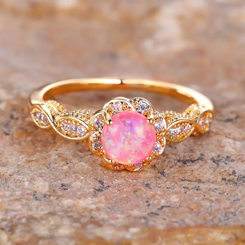 Bague en Opale Rose et Or