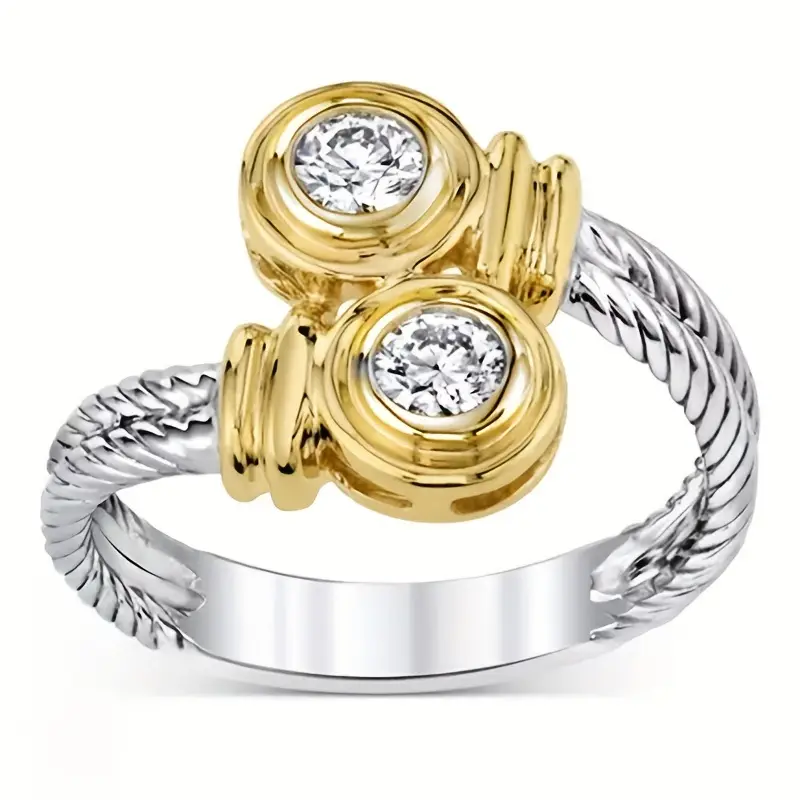 Bague en Zirconium Or & Argent