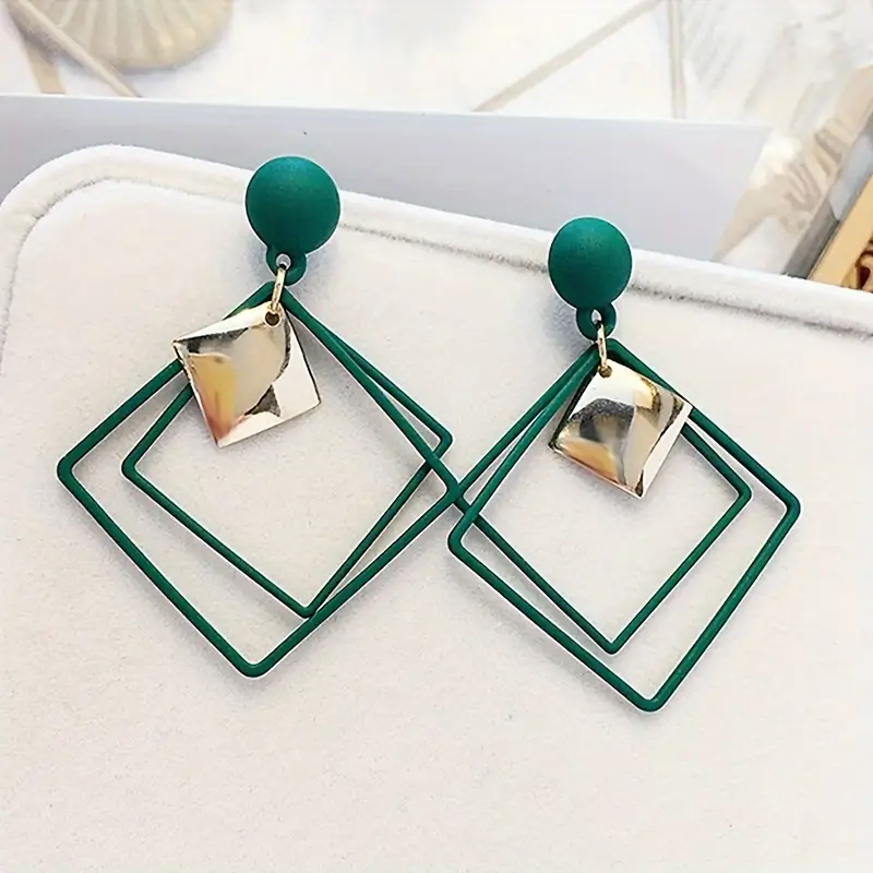 Boucles d'oreilles carrées vertes