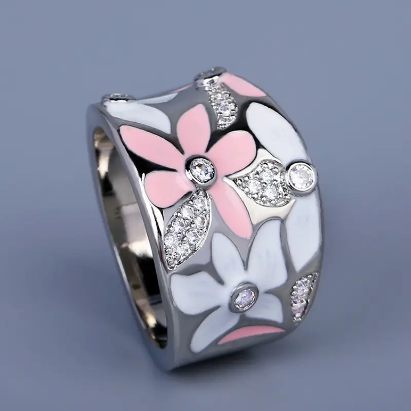 Bague Émaillée Vintage Marguerite