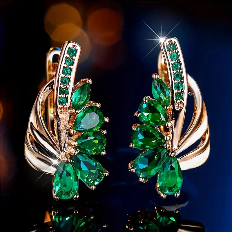 Boucles d'oreilles élégantes vertes et brillantes