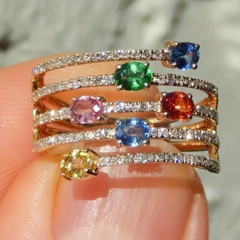 Bague en Cristal Coloré à Couches
