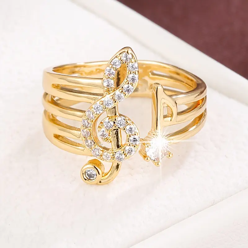 Bague Clef en Zirconia Doré
