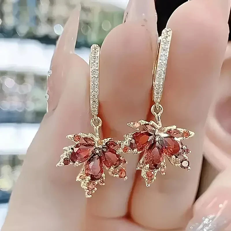 Boucles d'oreilles Zircon Leafshine | Or