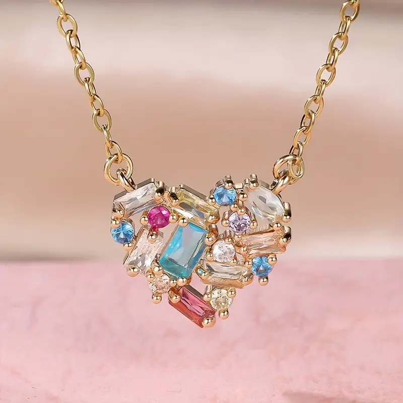 Collier en Cristal Coeur Coloré