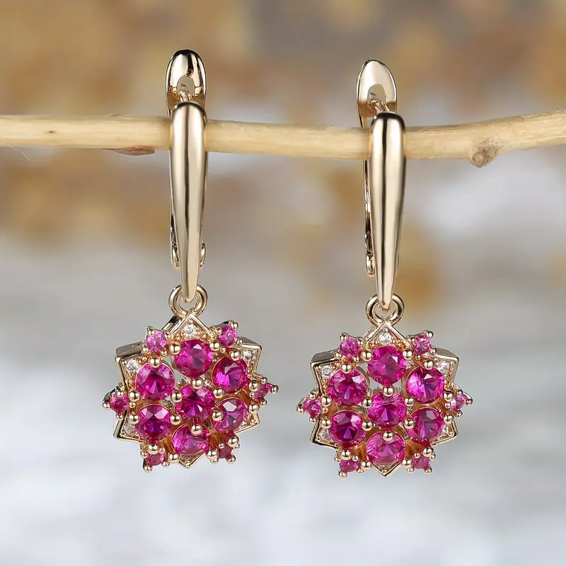 Boucles d'oreilles en or rose Fleur de lumière
