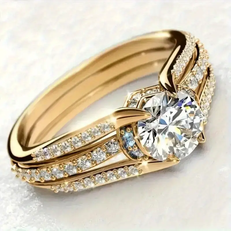 Bague en or fin zirconium brillant