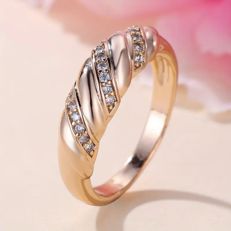 Bague en Zirconia Tressée Rose