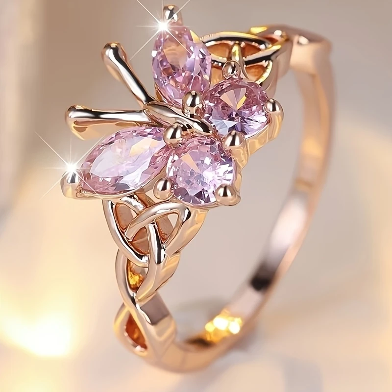 Bague en Or Papillon Rose