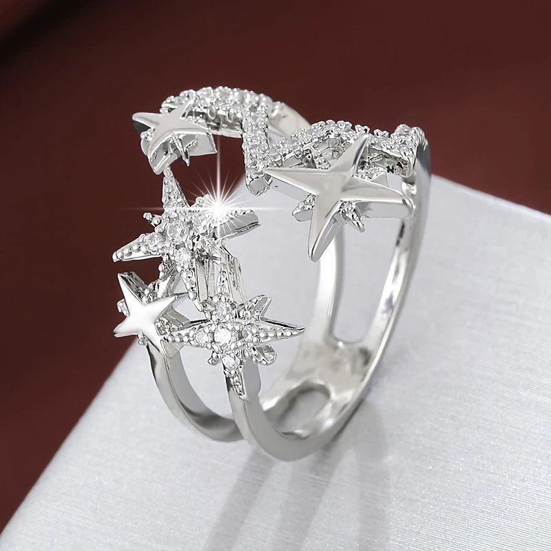 Bague en Argent Étoile Étincelante