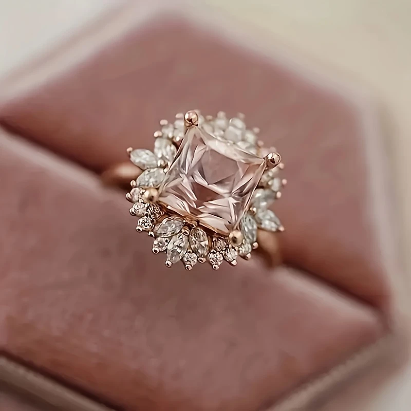 Bague en Verre Rose Brillante
