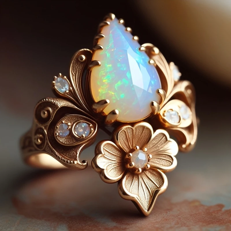 Bague en or avec opale exotique