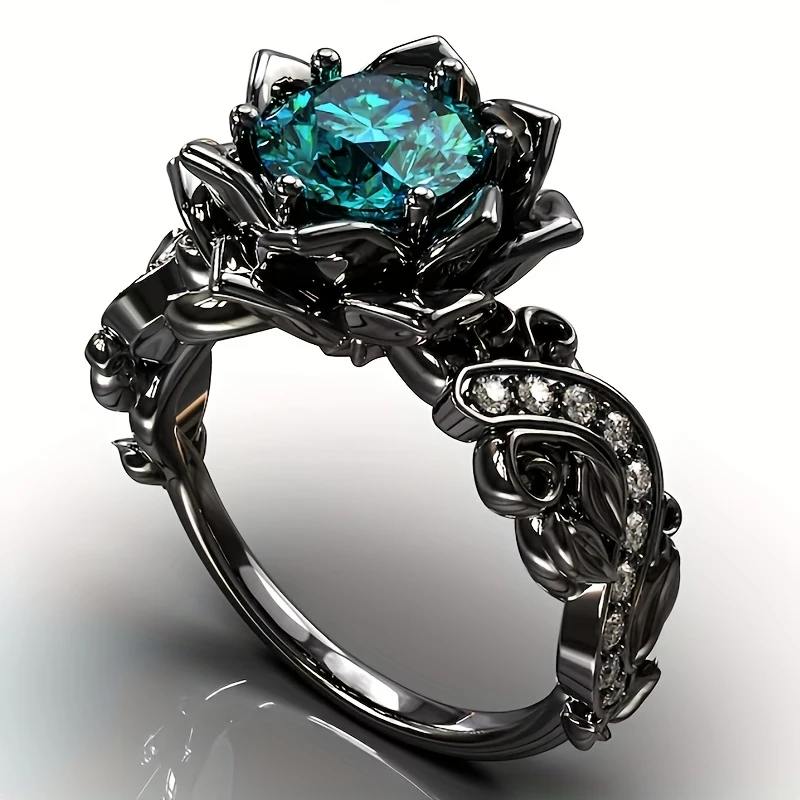 Bague en Argent Turquoise Fleurie