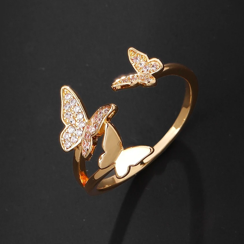 Bague Papillon Doré Brillant