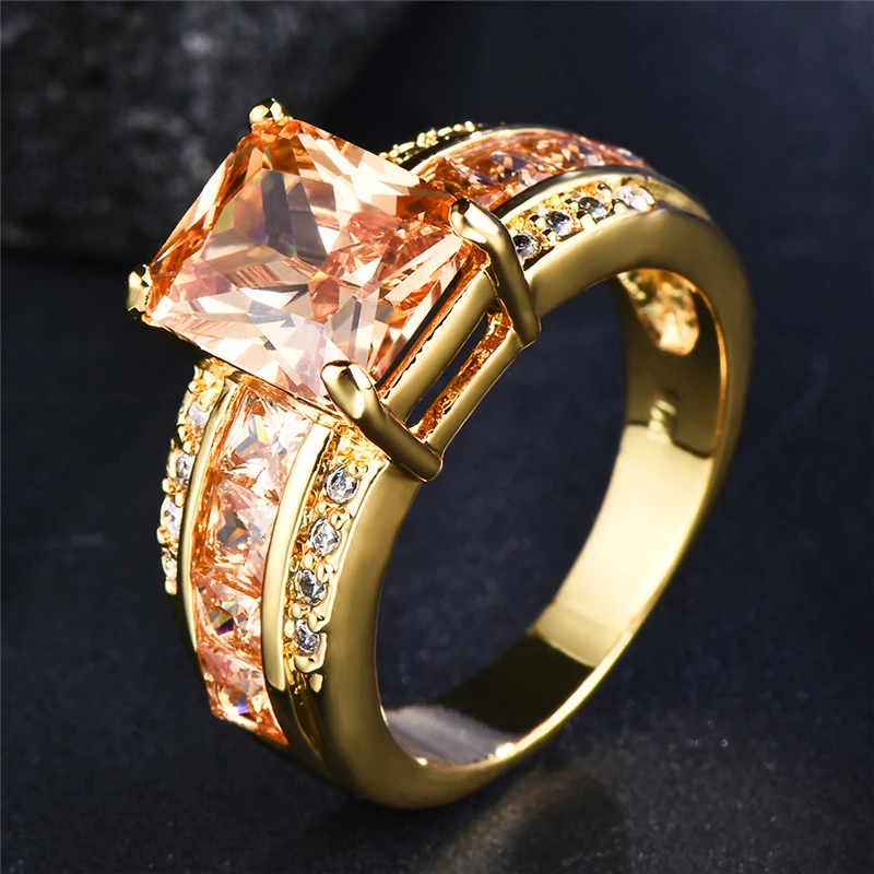 Bague en Verre Doré Orange