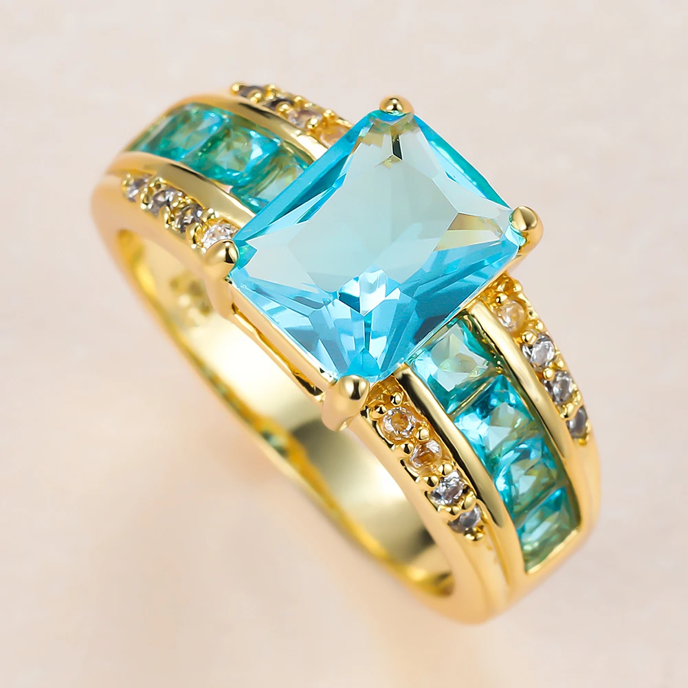 Bague en Verre Or Bleu