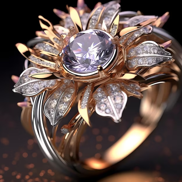 Bague Fleur Violette Exotique