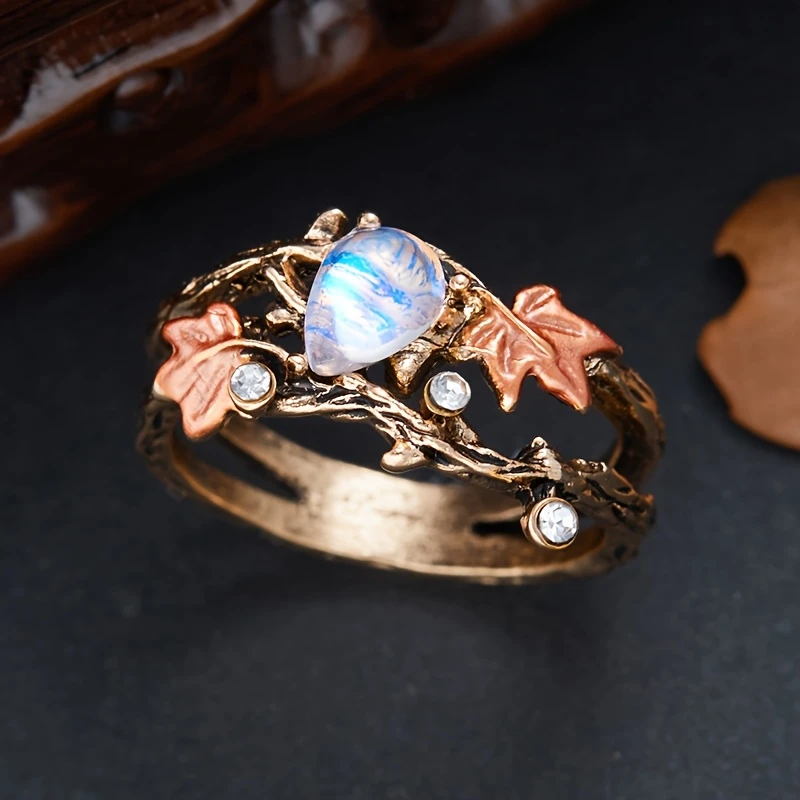 Bague en Pierre de Lune Nature Branch