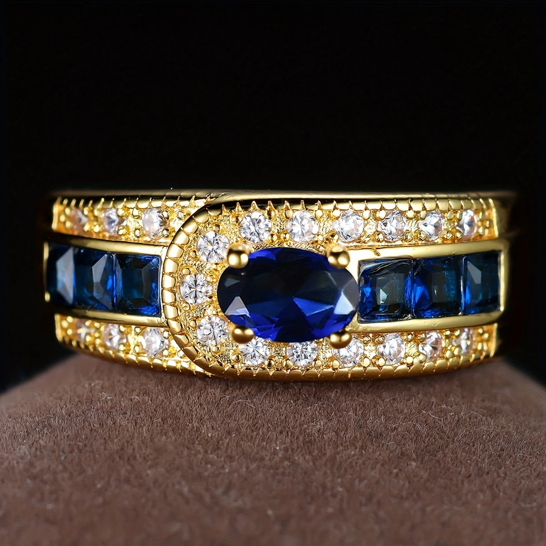 Bague en or avec zircon bleu vintage