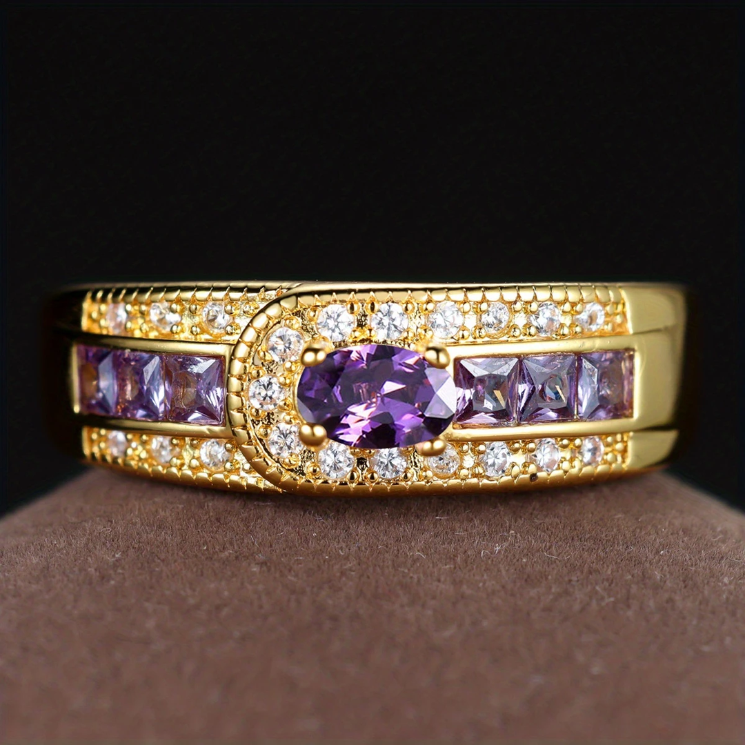 Bague en or avec zirconia violet vintage