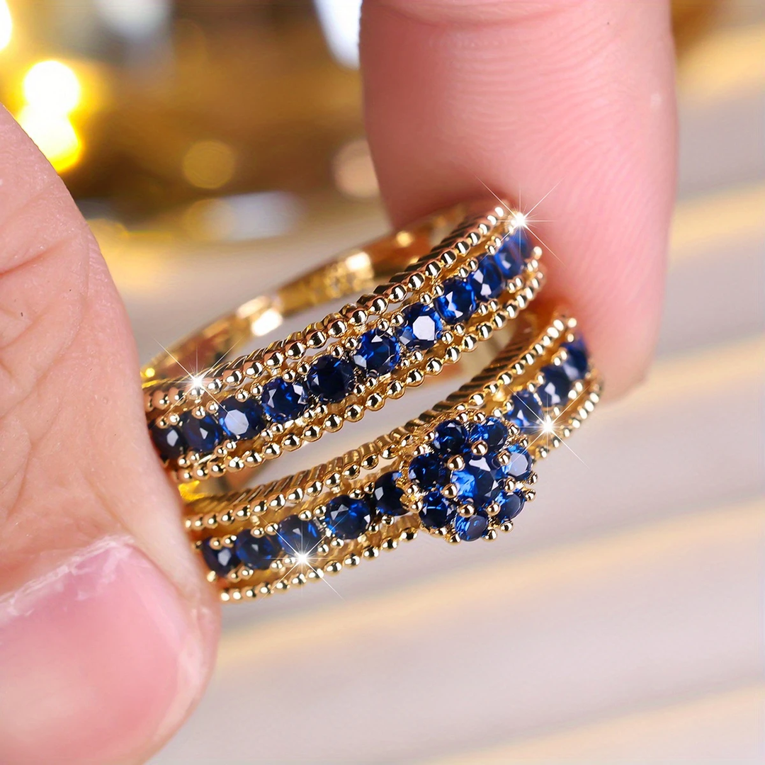 Ensemble de Bagues Vintage Bleues