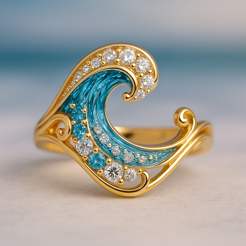 Bague Vague Bleu Lumineux