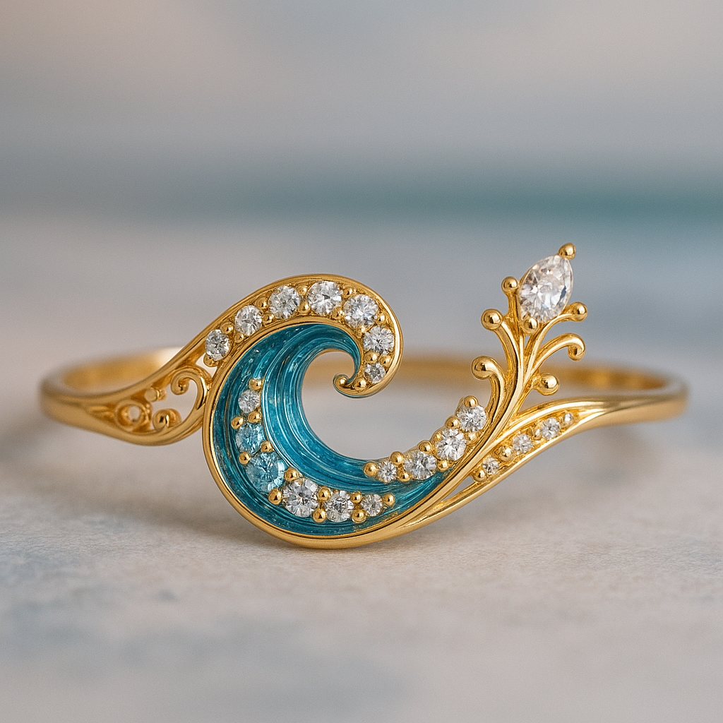 Bague Vague en Cristal Océan Éclatant