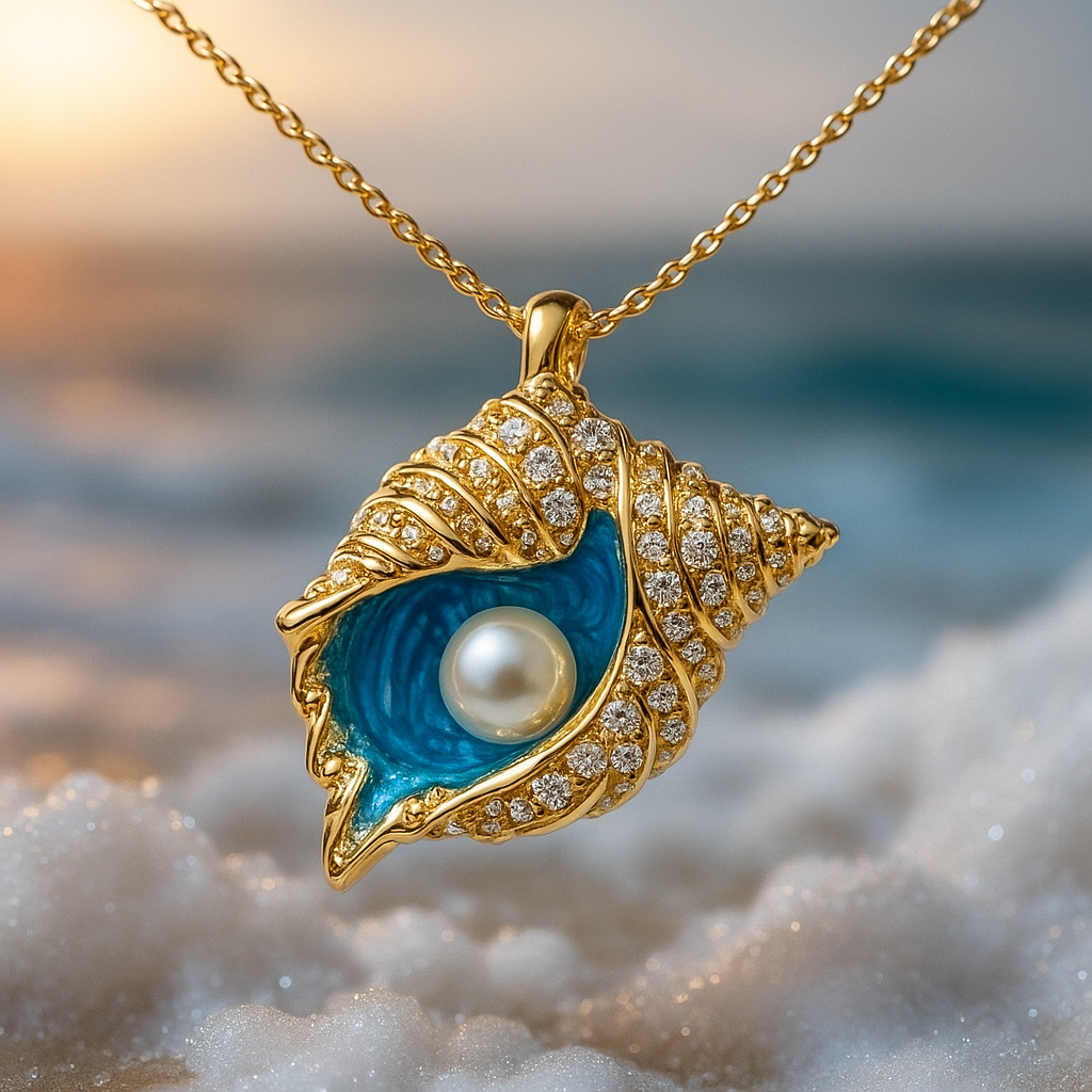 Collier en Coquillage Doré Perlé