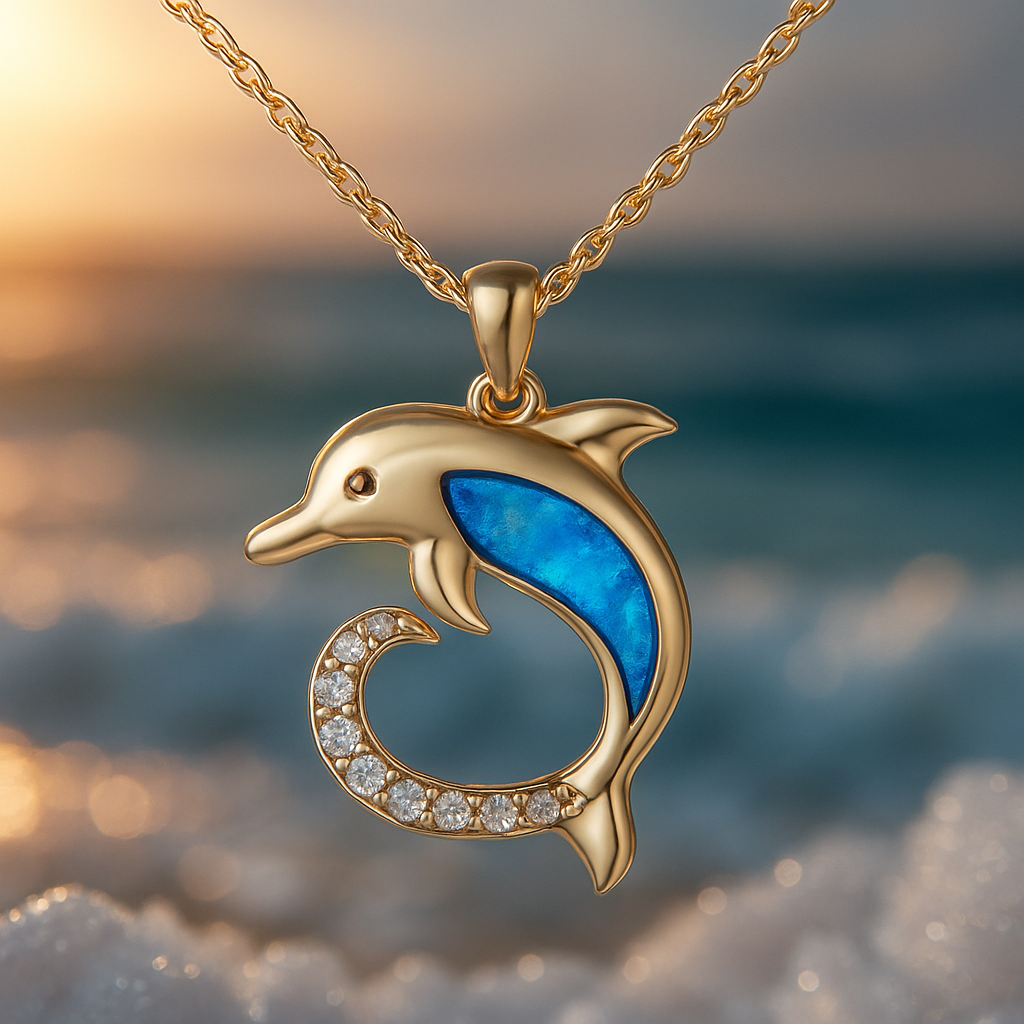 Collier de dauphin lumineux en opale dorée