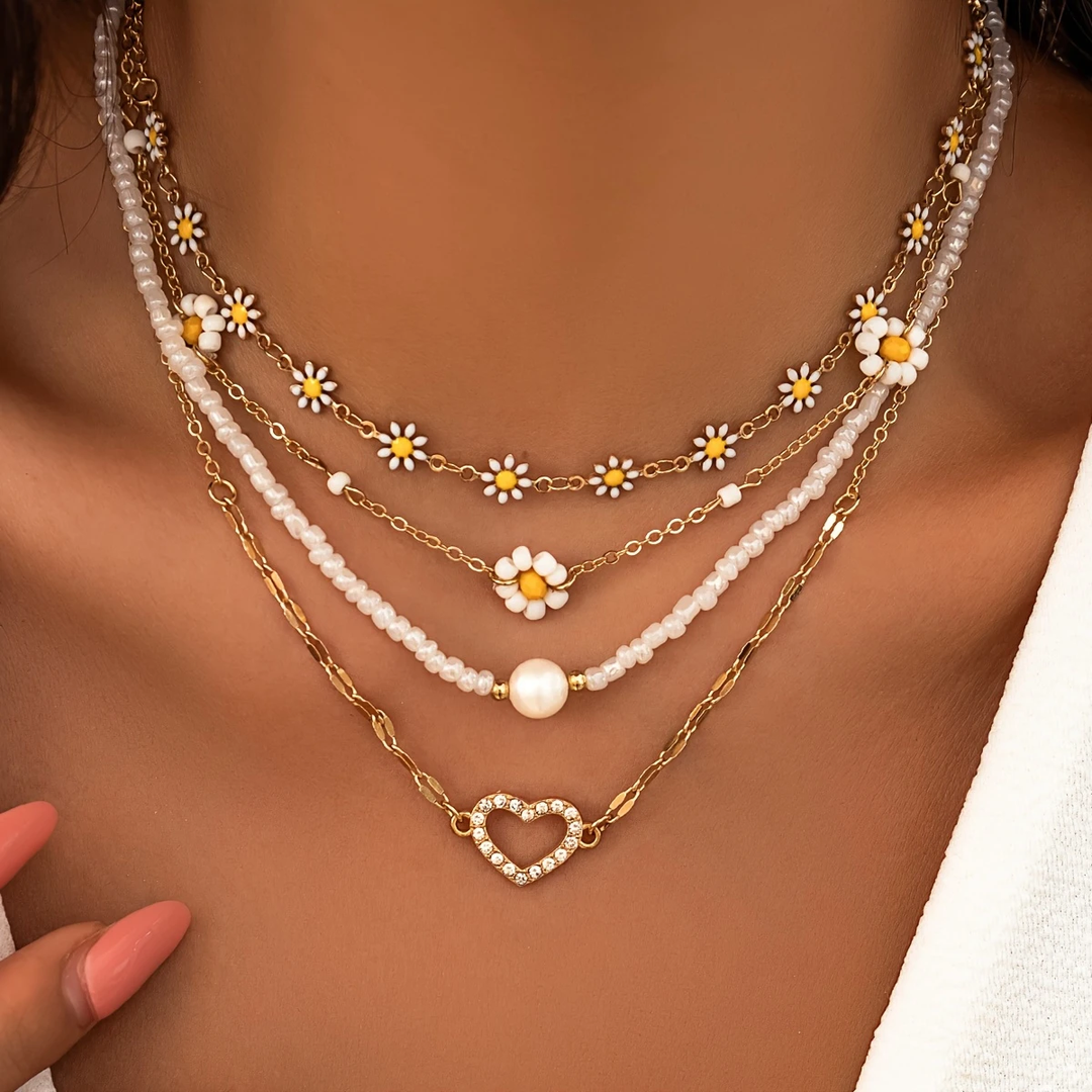 Collier Marguerite Dorée à Couches