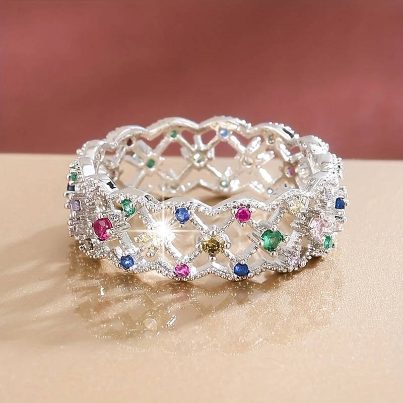 Bague en Argent Bright Creuse Colorée
