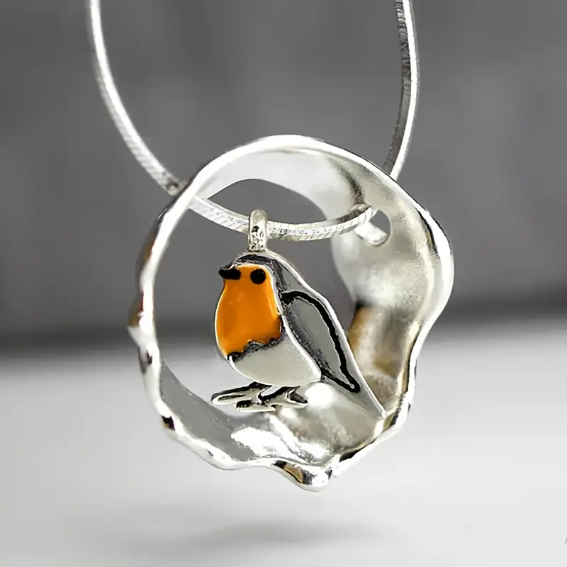 Collier Oiseau Argenté Vintage