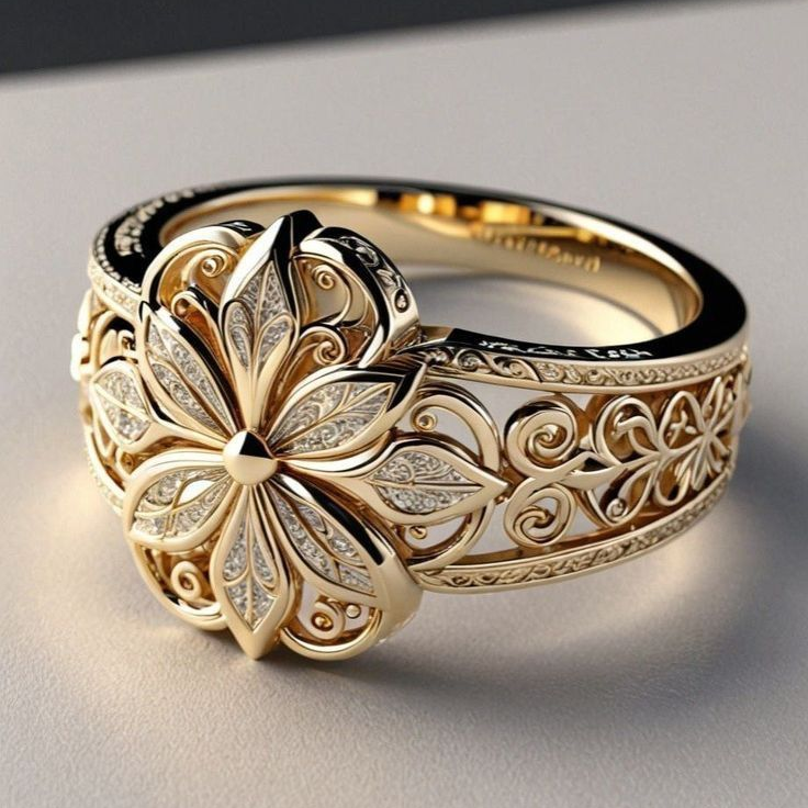 Bague Fleur Brillante Plaquée Or